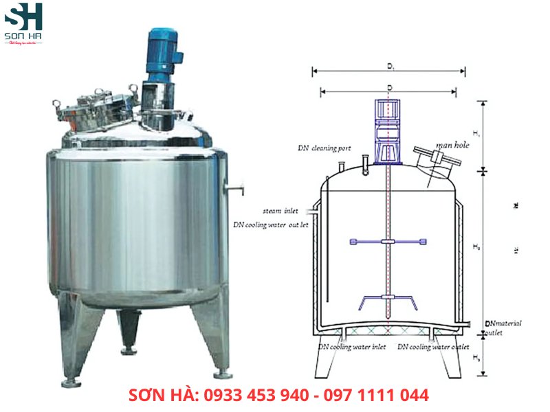 Cấu tạo chung của bồn khuấy gia nhiệt tại Sơn Hà